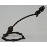 An Arts and Crafts lamp base, on laurel wreath base, stamped Benson, without shade, 18cm wide  I...