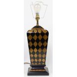An Art Deco style table lamp, 20th century, of tapering rectangular columnar form painted in blac...