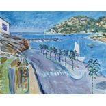 Julian Melgrave,  British mid-late 20th century-  Harbour scene;  oil on canvas, signed on the ...