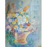 Jacqueline Gougis,  French 1926-2021-  Floral still life;  oil on canvas, signed 'J. GOUGIS' (...