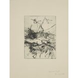 Nicky Lontit,  British b. 1943-  Lying down angel; drypoint engraving on wove, signed, titled a...