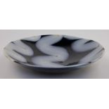 A large Murano glass charger in black and white swirl, etched Yalos Casa Murano to underside, 40c...