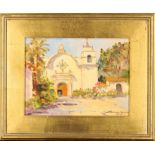 Vivian Cornwall,  American 1925-2012-  Carmel Mission;  oil on canvasboard, signed and dated '...