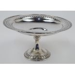 A silver tazza, Birmingham, 1936, Barker Brothers Silver Ltd, maker's mark rubbed, with pierced b...