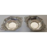 A pair of Edwardian octagonal dishes, Birmingham, probably 1909, Henry Matthews, marks rubbed, wi...