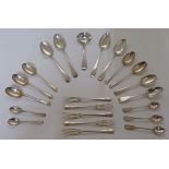 A quantity of silver flatware, comprising George III and later, to include: a George III table sp...