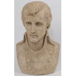 A plaster bust of Napoleon, 20th century, modelled with head turned to the left, 38cm high