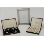A boxed set of six silver teaspoons, by Mappin & Webb, Sheffield, 1925; together with a boxed set...