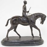 After Isidore Bonheur, French, 1827-1901, a cast bronze figure of the jockey-up, late 20th centur...