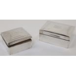 Two silver cigarette boxes, comprising: an Edwardian example, London, 1903, Joseph Henry Raymond,...