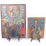 A Greek icon of the Ascension, first half 20th century, the Mother of God to the centre flanked b...