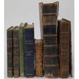 A group of decoratively leather and cloth bound books, to include: E. Chambers, F.R.S, Cyclopaedi...