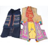 An Indian waistcoat, 20th century, metal thread embroidery; together with another silk waistcoat ...