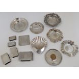 A group of silver, and white metal, to include: a Victorian pierced circular dish, Sheffield, 189...