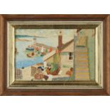 British School,  early 20th century-  View of a Cornish harbour;  pencil, watercolour, and oil...