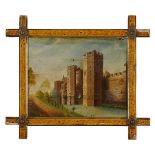 British Provincial School,  early 19th century-  Kingfield Castle;  oil on panel, inscribed ve...