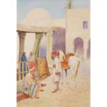 Orientalist School,  20th century-  Market scenes;  oils on panel, two, each 84.5 x 59 cm. (2)...