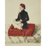 Turkish School, late 18th-early 19th century, opaque pigments on paper, a European in Turkish dre...