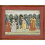 Krishna and the gopis, Kangra or Guler, North India, early 19th century, opaque pigments on paper...