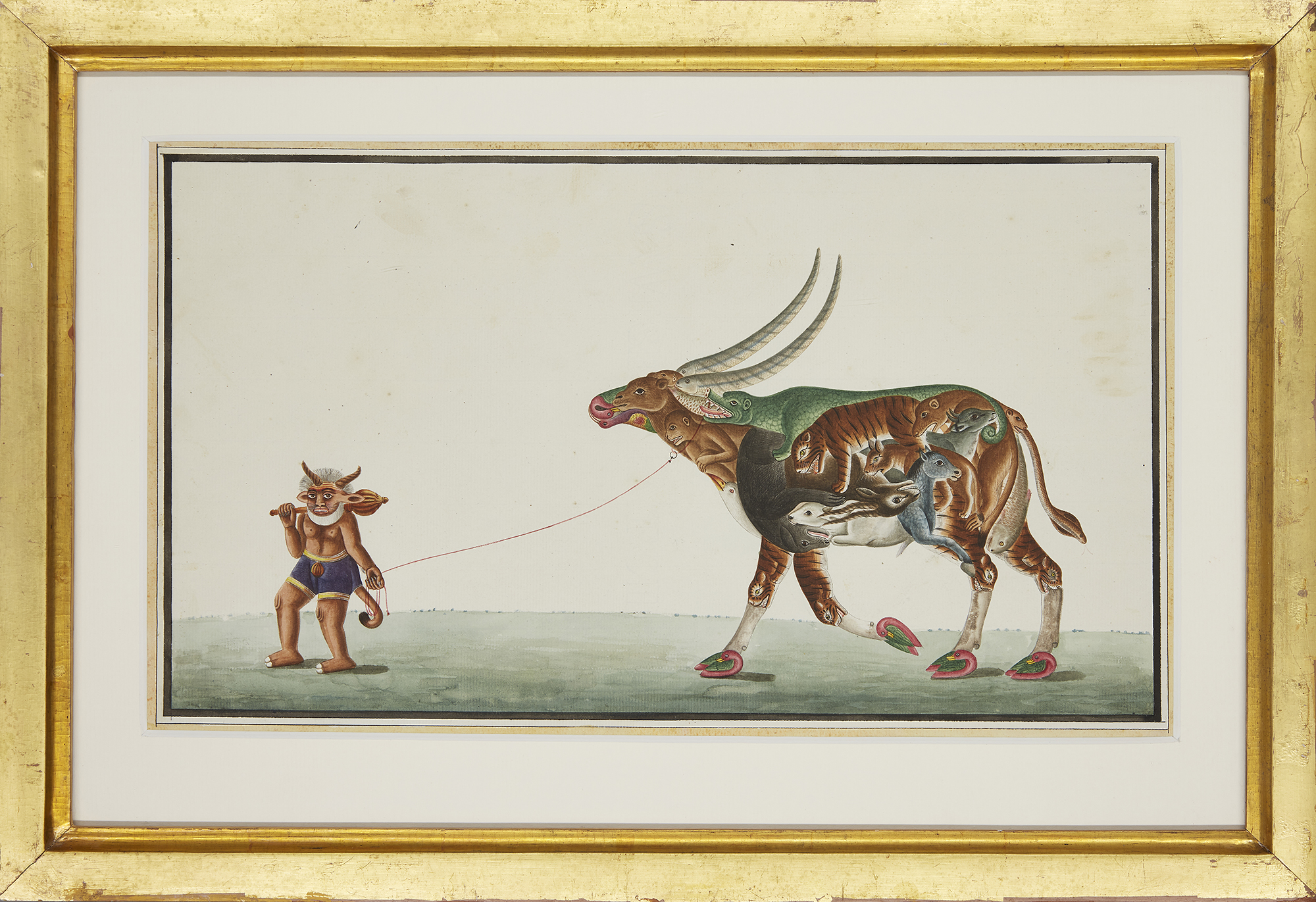 A Company School Painting with demon and composite long-horned bull, India, circa 1860s, opaque p... - Image 2 of 2