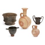 A group of pottery vessels, Circa 9th -3rd Century B.C. Including a Cypriot Iron Age vessel, set...