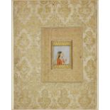 A folio from a Mughal album page, a jharokha portrait of a Lady, India, period of Muhammad Shah (...