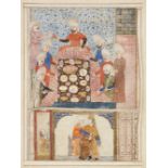 Two illustrations from a manuscript, Sultanate India, 15th century and later, opaque pigments and...