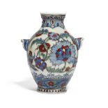 A Samson Iznik-style pottery vase, France, 19th century, painted in underglaze cobalt blue, green...