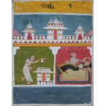 A scene from a Ragamala, central India, probably 17th century, opaque pigments on paper, a gentle...