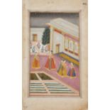A lady smoking a huqqa, Rajasthan, North-West India, late 18th century, opaque pigments on paper ...
