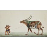 A Company School Painting with demon and composite long-horned bull, India, circa 1860s, opaque p...