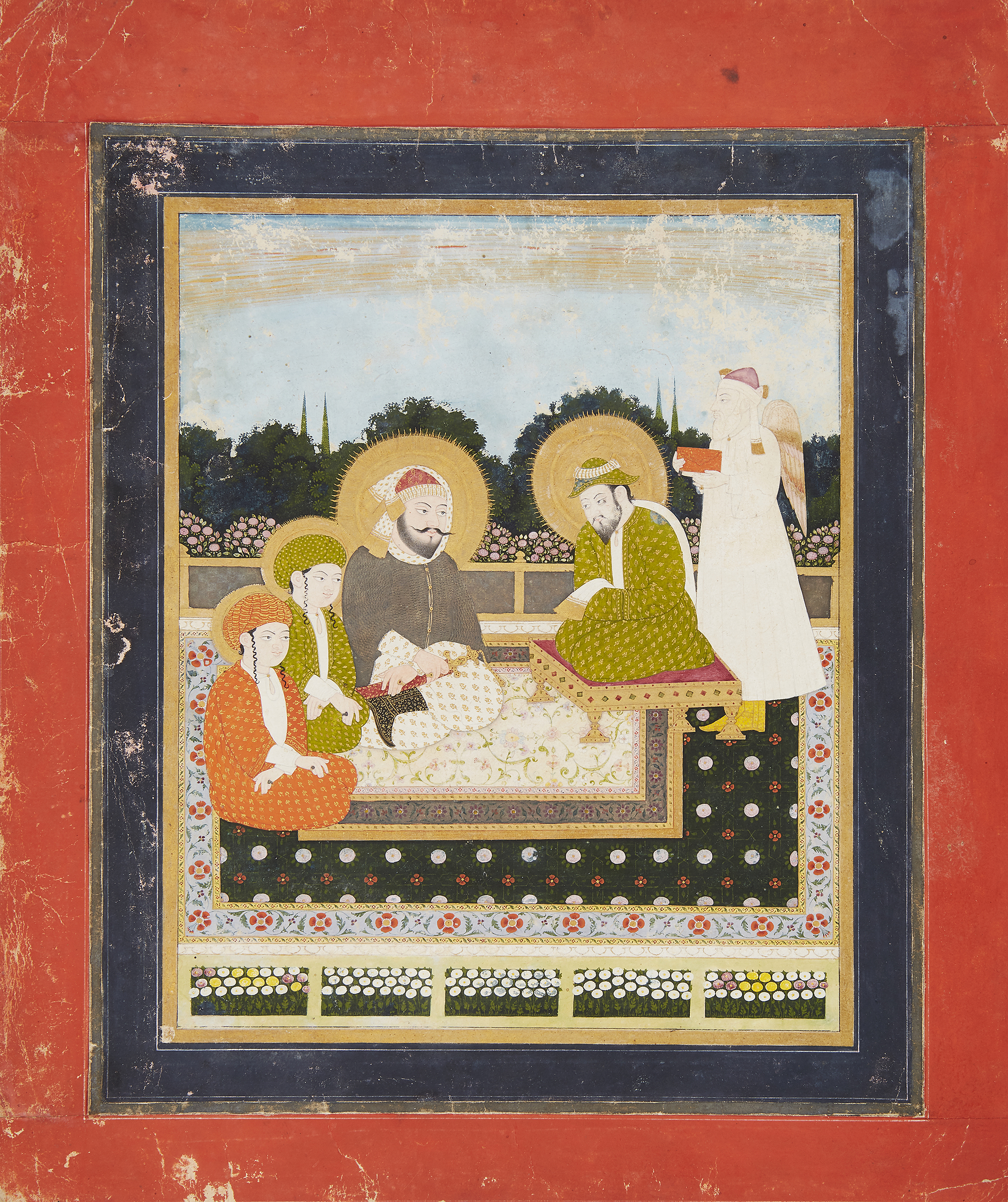 The Prophet Muhammad, 'Ali, Hasan and Husayn in Paradise, Lucknow, Deccan or Kashmir, India, late...