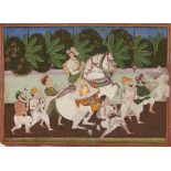 A processional group depicting a Kotah nobleman on horseback, Kotah, circa 1870, gouache on paper...