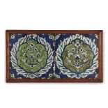 A panel of two Damascus pottery tiles, Ottoman Syria, 17th-18th century, each of square form, und...