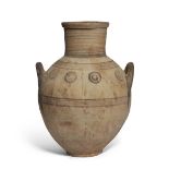 A Cypriot buff pottery Bichrome Ware amphora, Cypro-Archaic, 750-475 B.C., the cylindrical neck d...