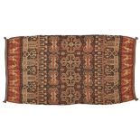 A cotton textile, Indonesia, 20th century, of rectangular form,  woven in red, cream, brown with ...