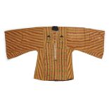 Two embroidered silk shirts, Sa'ada Yemen, late 19th-20th century, the ochre-coloured silk ottoma...
