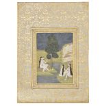 A folio from the Ardeshir album, Ladies bathing, Provincial Mughal, Lucknow, circa 1780, opaque p...