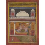 An illustration to a Ragamala series: Raga Malkaus, Mewar, circa 1680, opaque pigments on paper, ...