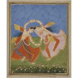 Two ladies dancing, Awadh, Provincial Mughal, North India, circa 1790, opaque pigments on paper h...