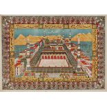 Four coloured and gold enhanced prints of Mecca and Jerusalem