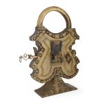 A rare monumental brass padlock and keys, Persia, 18th century or later, of curvilinear waisted f...
