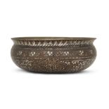 A lac- and silver-inlaid bidri bowl with tughras, Indian for the Ottoman market, 19th century, of...