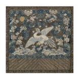 A Chinese 'Paradise Flycatcher' rank badge Qing dynasty, 19th century The brocade woven with po...