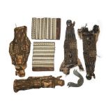 A group of Japanese armour parts Edo period Comprising two pairs of kote, one decorated with bl...