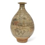 A Thai Sawankhalok blue and white stoneware vase, Yuhuchun ping 15th/16th century Painted with ...