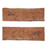 A large Chinese silk two-part 'dragon and phoenix' banner Late Qing dynasty Decorated in Peking...