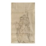 An original Japanese painting proof of 'nobleman and warrior', Shita-e Edo period, circa 1810 I...