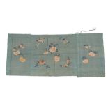 A Chinese turquoise-ground kesi silk 'floral' fragment Qing dynasty, 18th century Delicately wo...