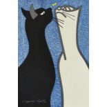 Kiyoshi Saito (Japanese, 1907-1997) Steady gaze: Two cats, circa 1952 Woodcut in colours, signe...